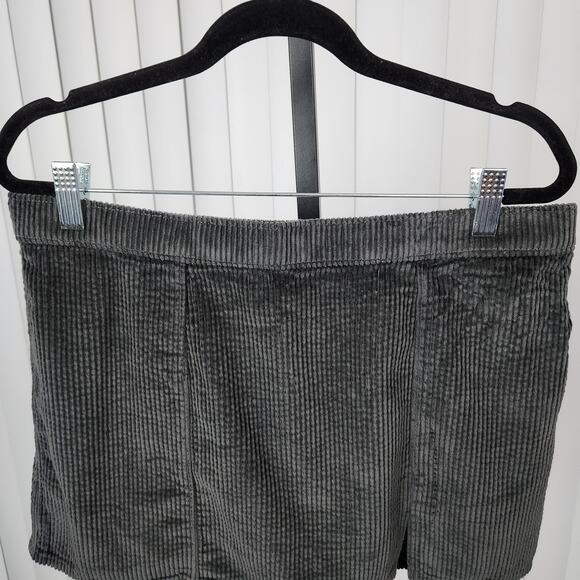 Aerie Corduroy Micro Mini Skirt Front Slit Elastic Waist Dark Grey Medium New - Picture 4 of 12
